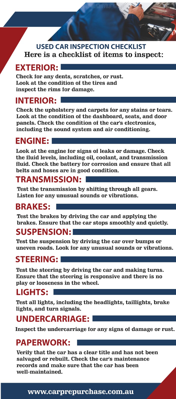 Used Car Insection Checklist Sydney 